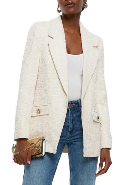 River Island Bouclé Blazer In Cream