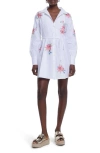 RIVER ISLAND CRAFT FLORAL EMBROIDERED LONG SLEEVE BELTED SHIRTDRESS