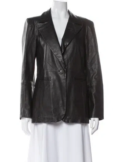 Pre-owned River Island Leather Blazer In Black