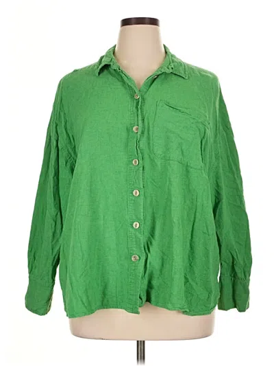 Pre-owned River Island Long Sleeve Button Down Shirt In Green