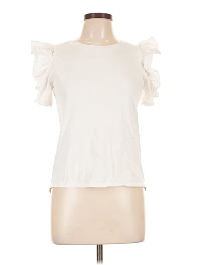 Pre-owned River Island Short Sleeve Top Ivory Ruffles Neckline Tops