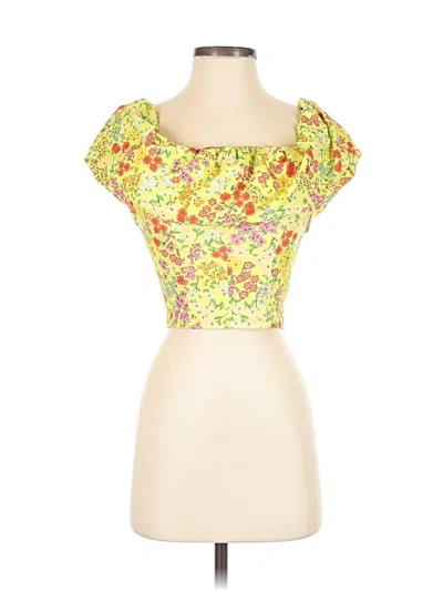River Island Short Sleeve Top Yellow Sweetheart Neckline Tops