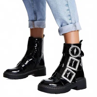 River Island Women's Rhinestone Buckle Boots In Black