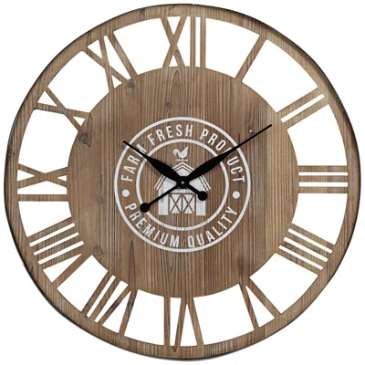 River Parks Studio River Parks Farm Fresh 31 1/2" Round Roman Numeral Wood Wall Clock