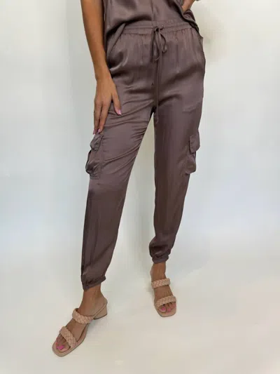 River + Sky Eco-satin Harlow Pants In Brown