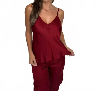 River + Sky Satin Cami In Maroon In Burgundy