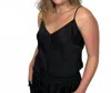River + Sky Skye Ecosatin V-neck Camisole In Black In Black