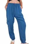 River + Sky Tencel Harlow Pant In Poseidon In Gold
