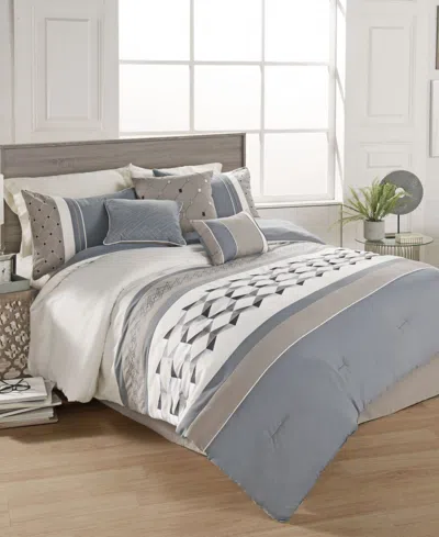 Riverbrook Home Beren 7-pc. Comforter Set, Queen In Blue,tan,ivory