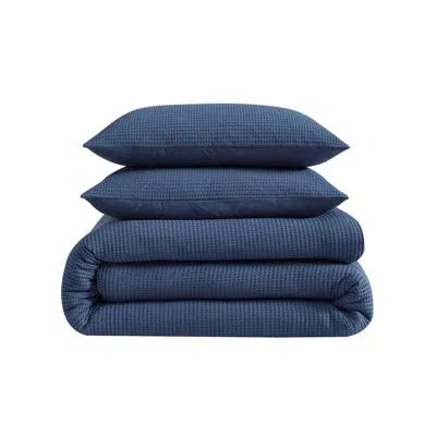 Riverbrook Home Cotton Waffle Sage Comforter Cover Set 4 Pc In Navy