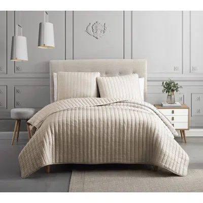 Riverbrook Home Diamond Reversible Quilt Set In Tan
