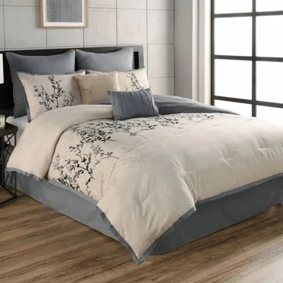 Riverbrook Home Hayden Beige/blue Polyester 8 Piece Comforter Set In Blue;beige