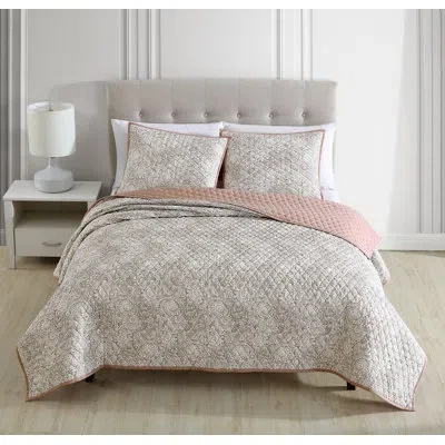 Riverbrook Home Katie Collection Blush Microfiber 3 Piece Quilt Set