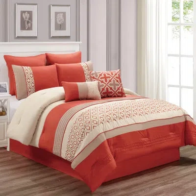 Riverbrook Home Microfiber 6 Piece Comforter Set In Orange