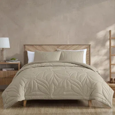 Riverbrook Home Nohemi 2 Pc Twin Gray Quilted Top Duvet Set In Tan