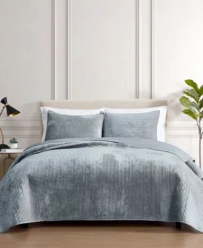 Riverbrook Home Reese Velvet 3 Piece Coverlet Sets In Gray