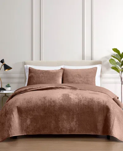 Riverbrook Home Reese Velvet 3-pc. Coverlet Set, Queen In Brown
