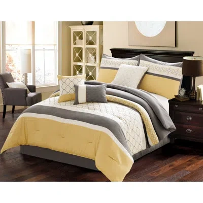 Riverbrook Home Yellow/gray Microfiber 7 Piece Comforter In Yellow,gray