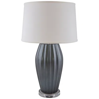 Riverceramic 29" Modern Ribbed Charcoal Black Ceramic Table Lamp
