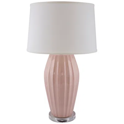 Riverceramic 29" Ribbed Gloss Blush Pink Ceramic Table Lamp