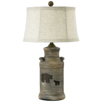 Riverceramic Bear And Cub 27" Barnwood Canister Ceramic Table Lamp