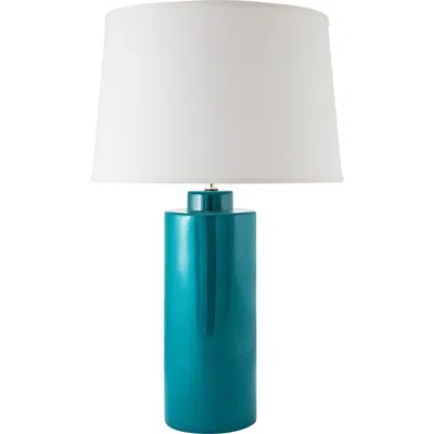 Riverceramic Cylinder 28" Modern Gloss Ocean Blue Ceramic Table Lamp