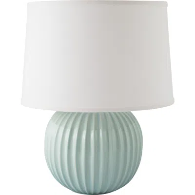 Riverceramic Fluted 21" Modern Round Gloss Mist Gray Table Lamp