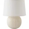 Riverceramic Fluted 21" Modern Round Gloss White Ceramic Table Lamp