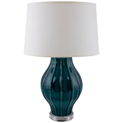 Riverceramic Large Fluted Tropical Turquoise Table Lamp