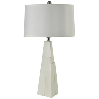 Riverceramic Prairie Metallic White Column Table Lamp