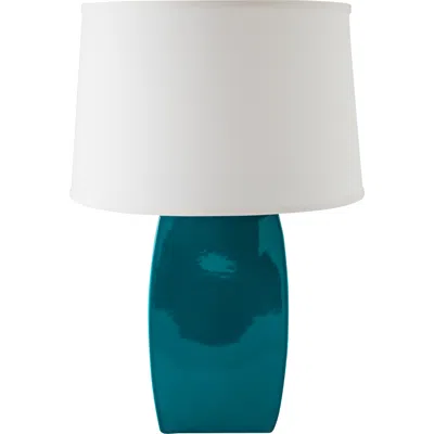 Riverceramic Soft Rectangle 25" Gloss Ocean Blue Ceramic Table Lamp