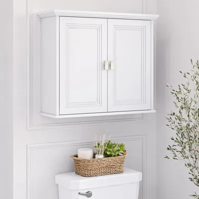 Riverridge Home Geneva Two-door Wall Cabinet With Layered Doors – White In Satin