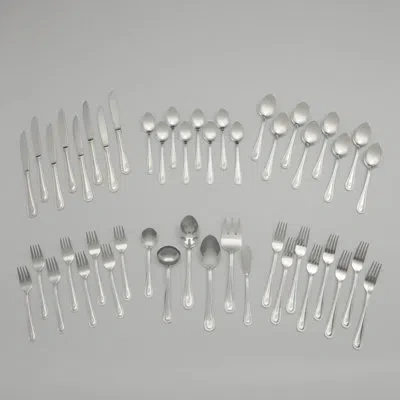 Riverridge Home Riverridge Beaded Flatware 46-piece Monogrammed Stainless Steel Silverware Set For 8