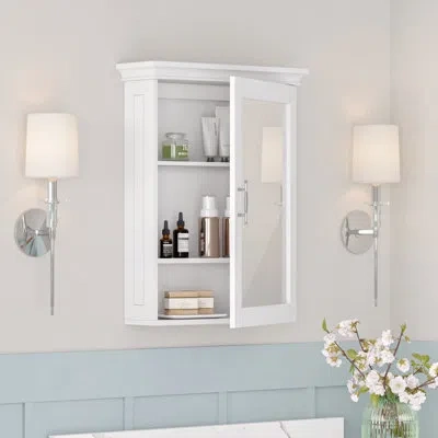 Riverridge Home Riverridge Somerset Bathroom And Laundry Mirrored Wall Mount Storage Medicine Cabinet With Adjustabl In White