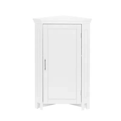 Riverridge Home Riverridge Somerset Corner Floor Bathroom Storage Cabinet Organizer With Doors And An Adjustable She In White
