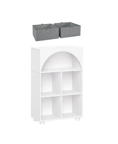 Riverridge Home Sourcing Solutions Arched 23" Solid Wood 4 Cubby Entryway Shoe Rack Storage Organizer Cabinet In White