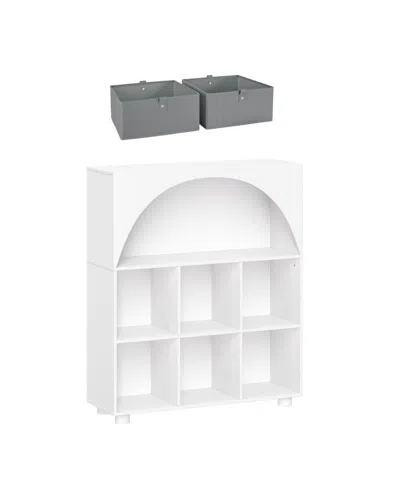 Riverridge Home Sourcing Solutions Arched 34" Solid Wood 6 Cubby Entryway Shoe Rack Storage Organizer Cabinet In White