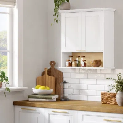 Riverridge Home Two-door Kitchen Wall Cabinet With Rattan Backboard