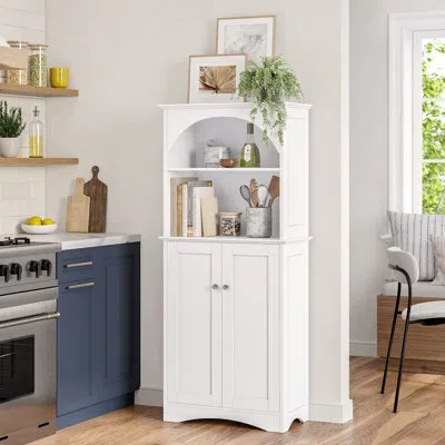 Riverridge Home Two-door Tall Kitchen Storage Cabinet With Open Shelves - White