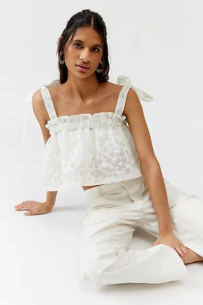 Riverside Tool & Dye Tango Cropped Top In White, Women's At Urban Outfitters