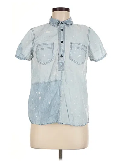 Pre-owned Rivet & Thread Short Sleeve Button Down Shirt In Blue