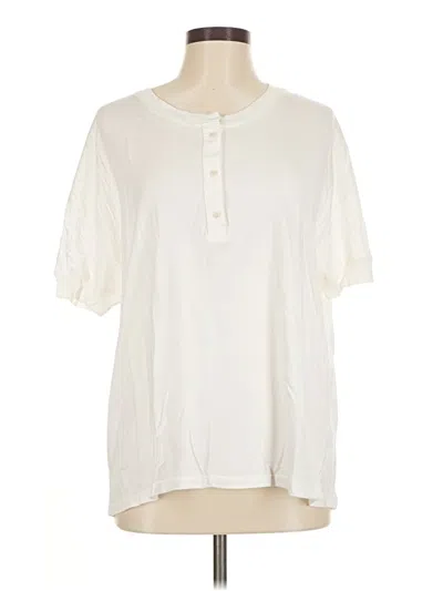 Pre-owned Rivet & Thread Short Sleeve Henley Shirt In White
