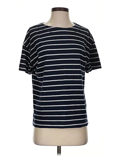 Pre-owned Rivet & Thread Short Sleeve Top Blue Stripes Pattern Crew Neck Tops
