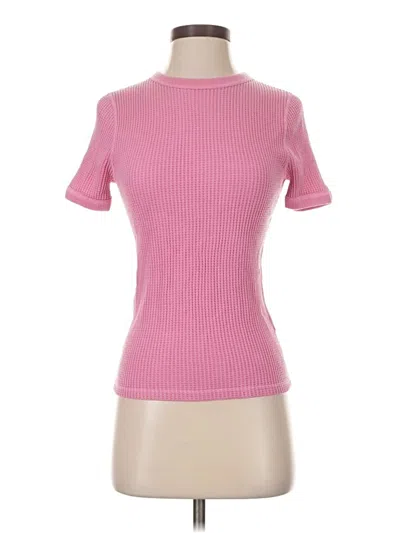 Pre-owned Rivet & Thread Short Sleeve Top Pink Mock Neckline Tops
