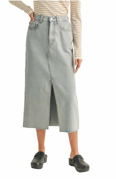 Rivet Apparel Co. Isla Denim Slit Skirt In Washed Denim In Grey