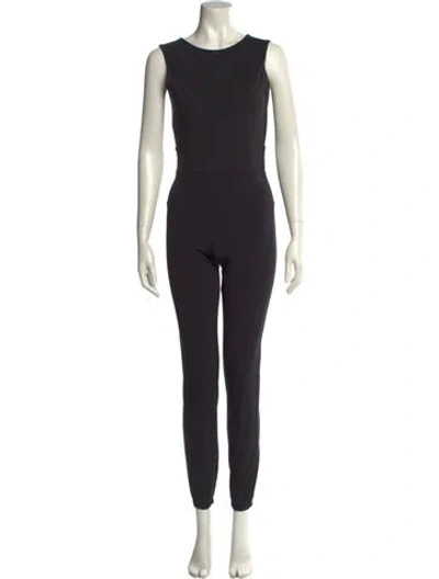 Pre-owned Rivet Utility Bateau Neckline Jumpsuit In Black