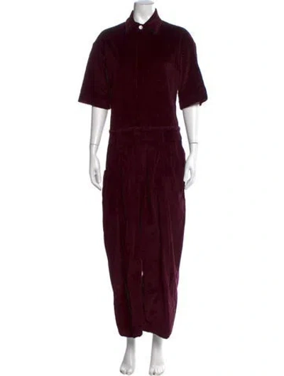 Pre-owned Rivet Utility Corduroy Jumpsuit In Burgundy