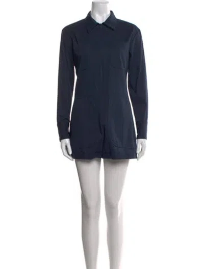 Pre-owned Rivet Utility Crew Neck Romper In Blue