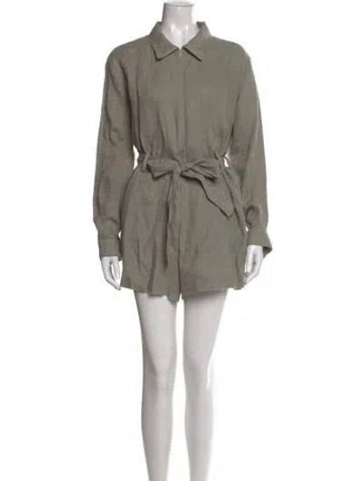 Pre-owned Rivet Utility Crew Neck Romper In Green