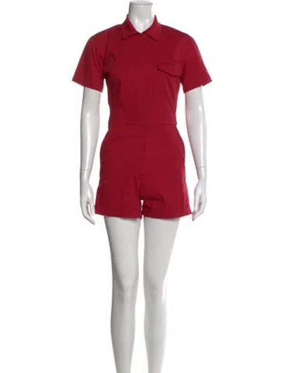 Pre-owned Rivet Utility Crew Neck Romper In Red